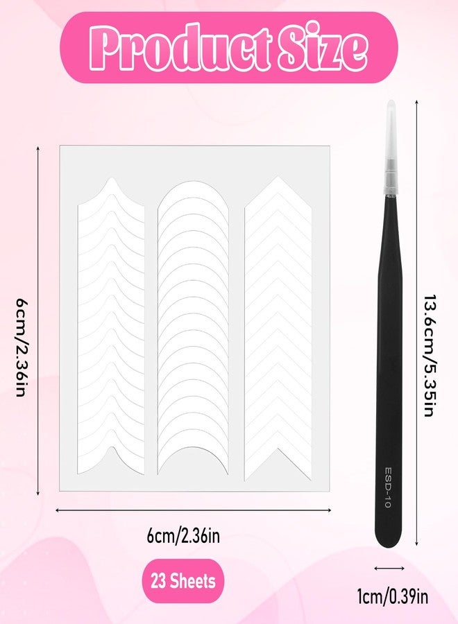 Eldraqth French Nail Self-Adhesive Stickers, 1152pcs 24 Sheets French Manicure Strips Tip Nail Stickers for Nails Art Designs Self Adhesive Sticker Tips for Manicure Decoration DIY 3 Moon Shape Design - Image 2